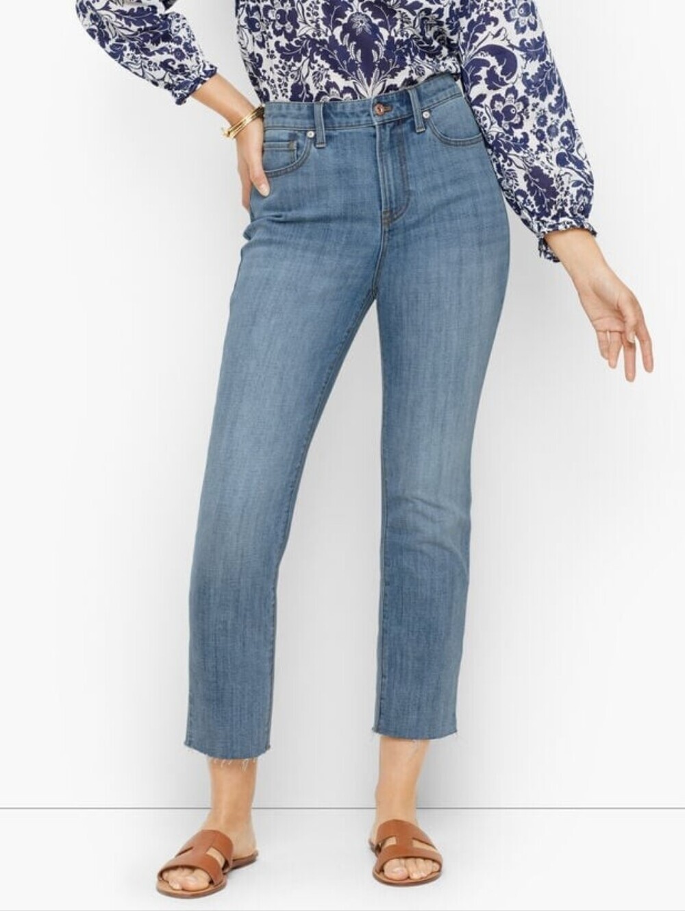 Talbots Womens Jeans Modern Ankle Denim Size 16 Medium Wash Stretch EUC
